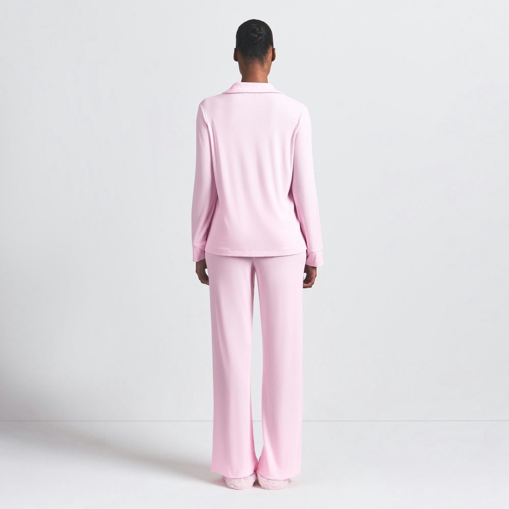 Skims LONG SLEEVE BUTTON UP SET Bloom - Picture 2 of 2